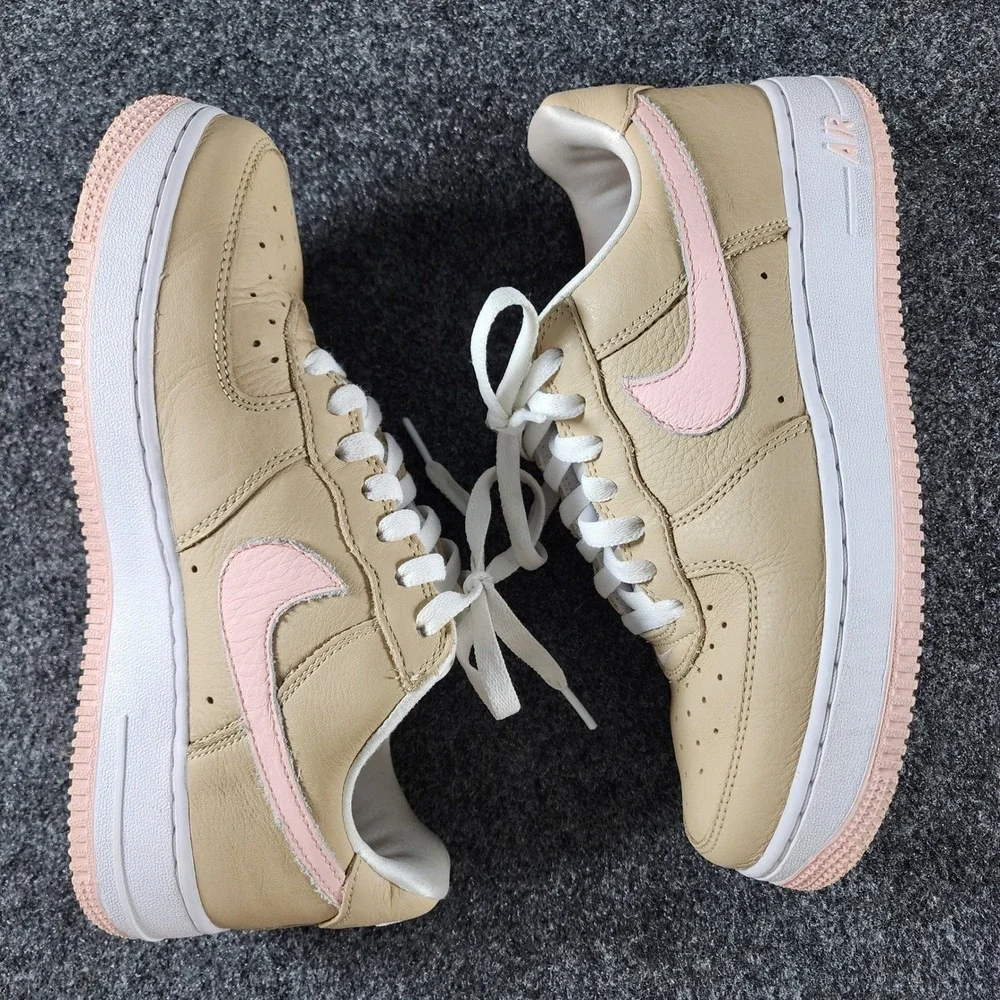 Nike Air Force 1 Low Khaki Pink Tan Leather Sneakers‎ Women 8.5